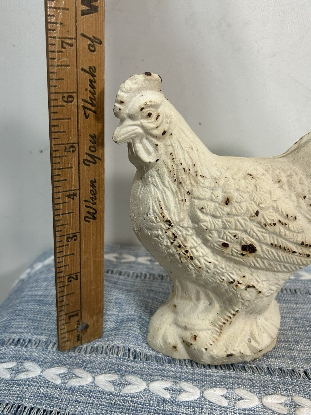 Antique Cast Iron Hen Chicken Bank Figurine Primitive Farmhouse Early 1900s 6.5"